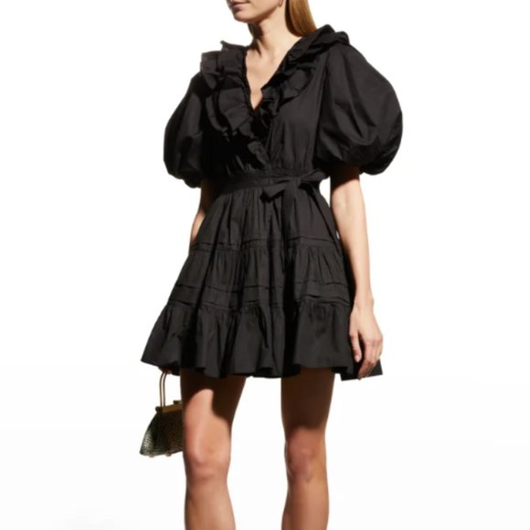 Love the Label Remy Balloon Sleeve Mini Wrap Dress in Black from Anthropologie - Picture 3 of 8